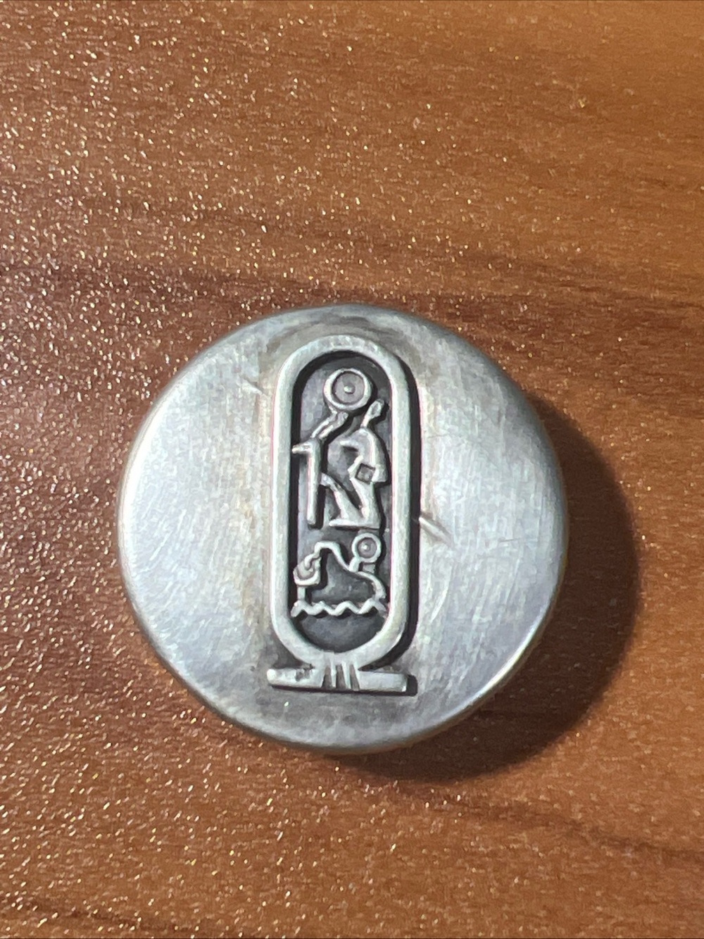 Ornate Antique .925 Sterling Silver Egyptian Cartouche Cuff Link Pill Box 18.6g